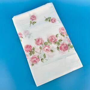 80s rose print flat sheet West Point Pepperll 1980s vintage